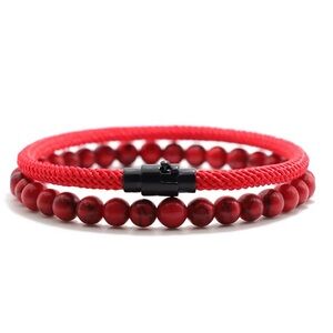 Lucky red thread bracelet, natural onyx, tiger eyes, stone chain bracelet
